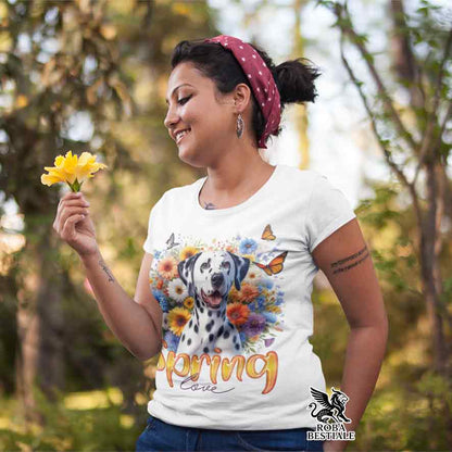 SPRING LOVE T-Shirt - DALMATIAN Black and White - White, Men or Women - XS to 5XL