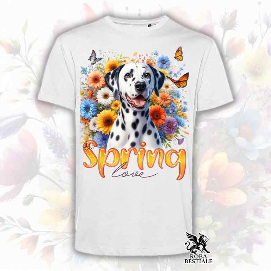 SPRING LOVE T-Shirt - DALMATIAN Black and White - White, Men or Women - XS to 5XL