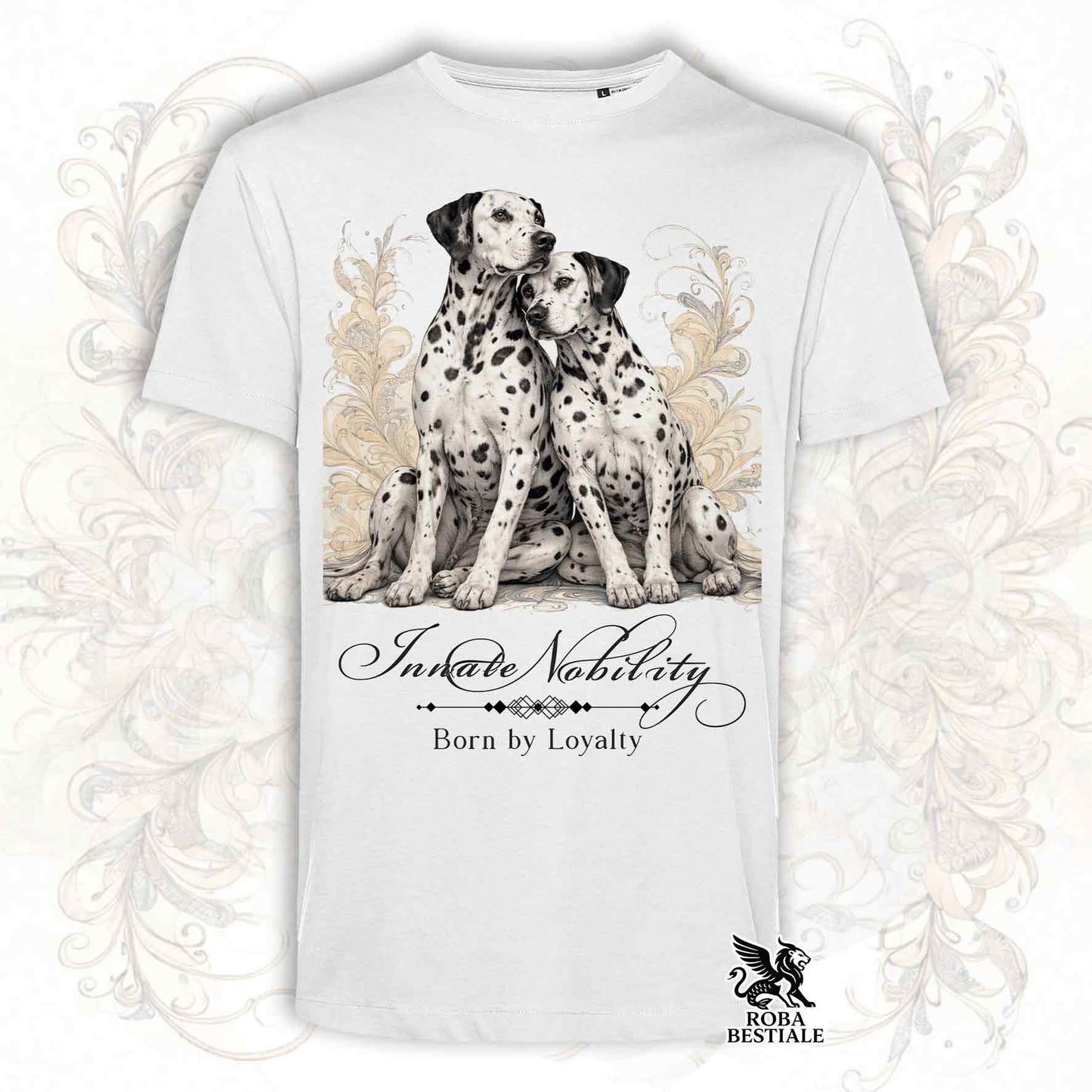 T-Shirt NOBILITY - DALMATA Bianco e Nero - Bianca o Beige, da Uomo o da Donna - dalla XS alla 5XL