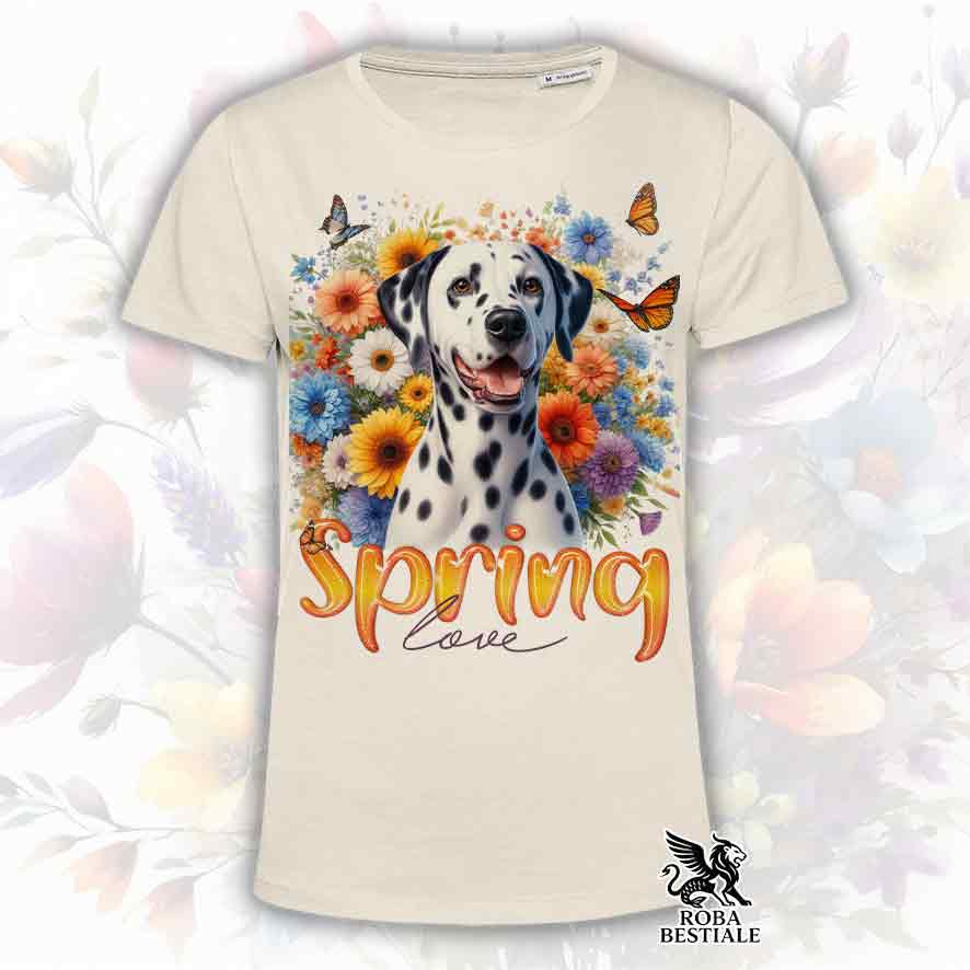 SPRING LOVE T-Shirt - DALMATIAN Black and White - White, Men or Women - XS to 5XL