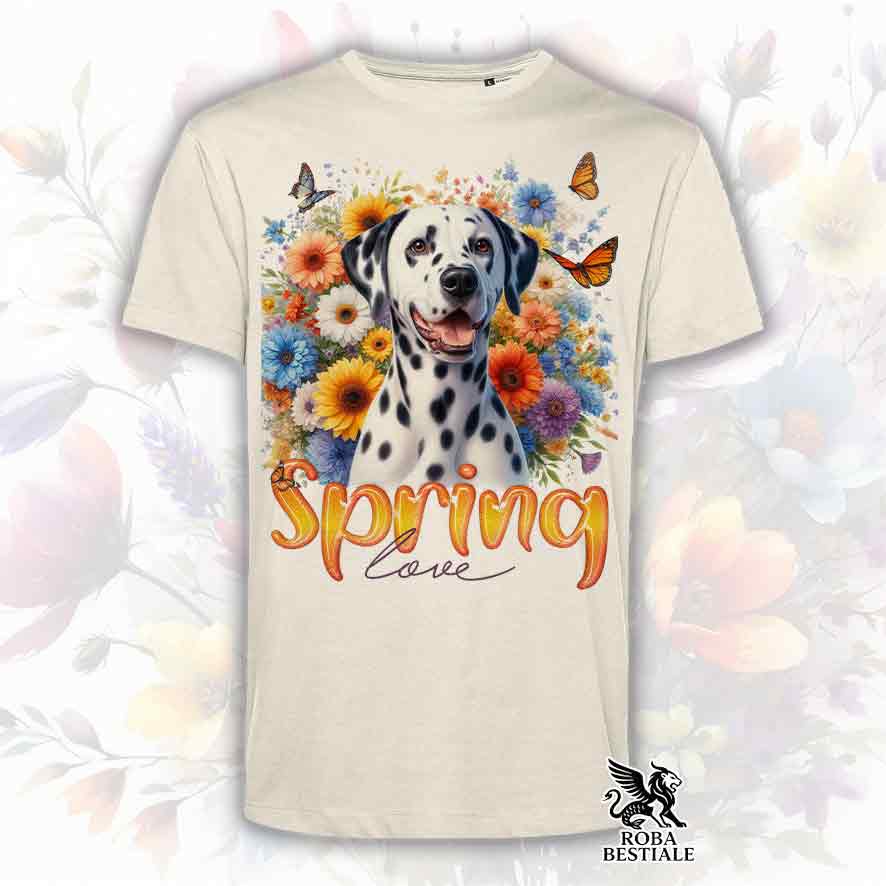 SPRING LOVE T-Shirt - DALMATIAN Black and White - White, Men or Women - XS to 5XL