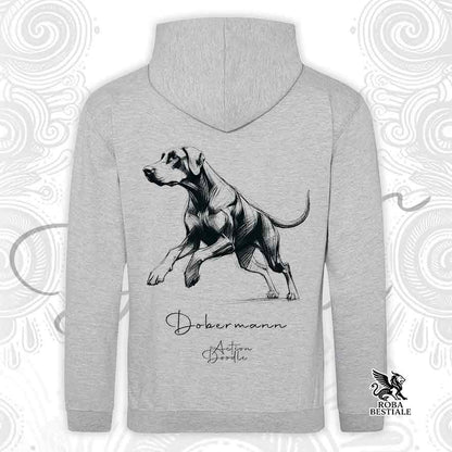 Sweat à capuche ACTION DOODLE - DOBERMANN - Avec capuche et poches kangourou, plusieurs couleurs, Unisexe - du XS au 3XL