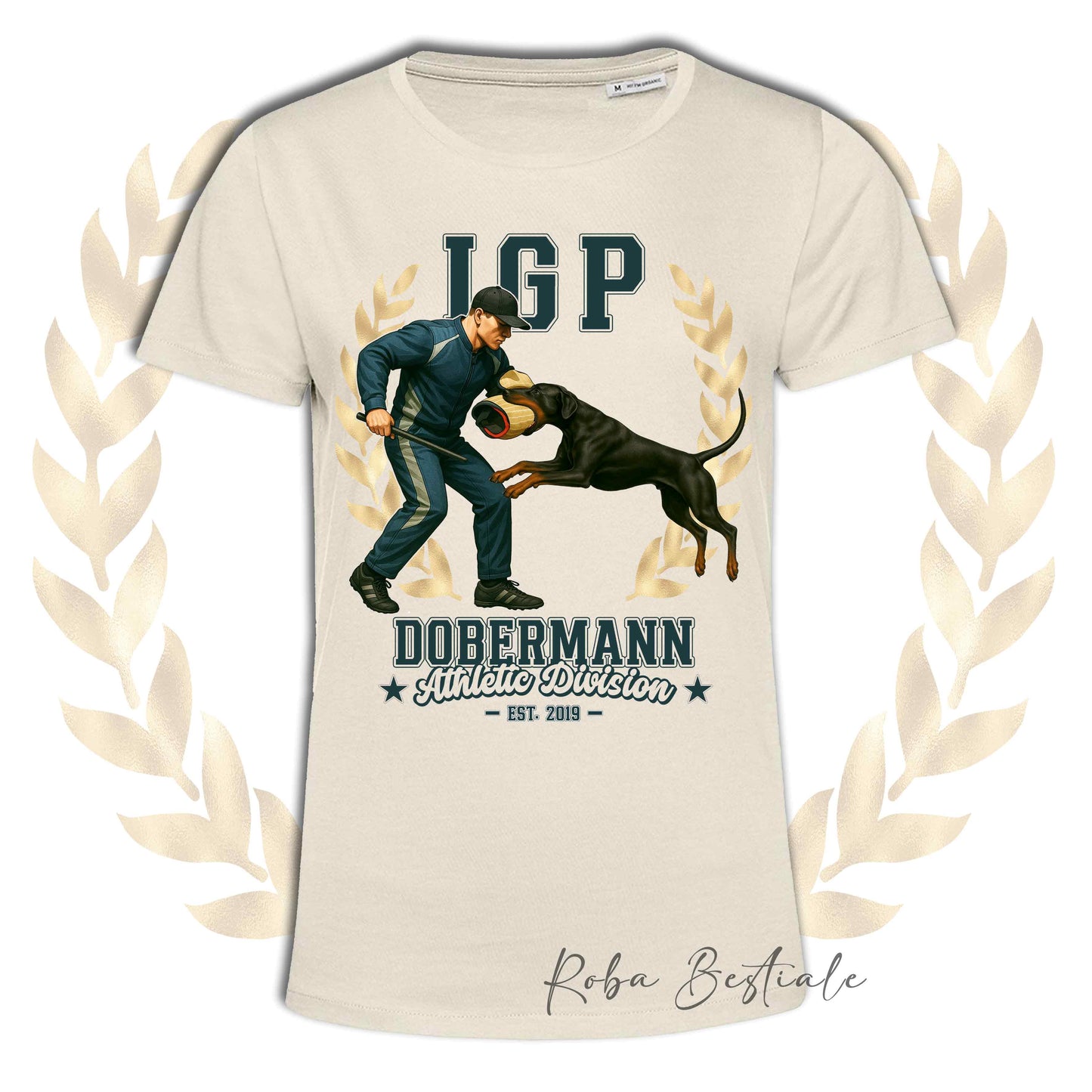 T-Shirt IGP ATTACK - DOBERMANN Nero Focato - Uomo o Donna - dalla XS alla 5XL
