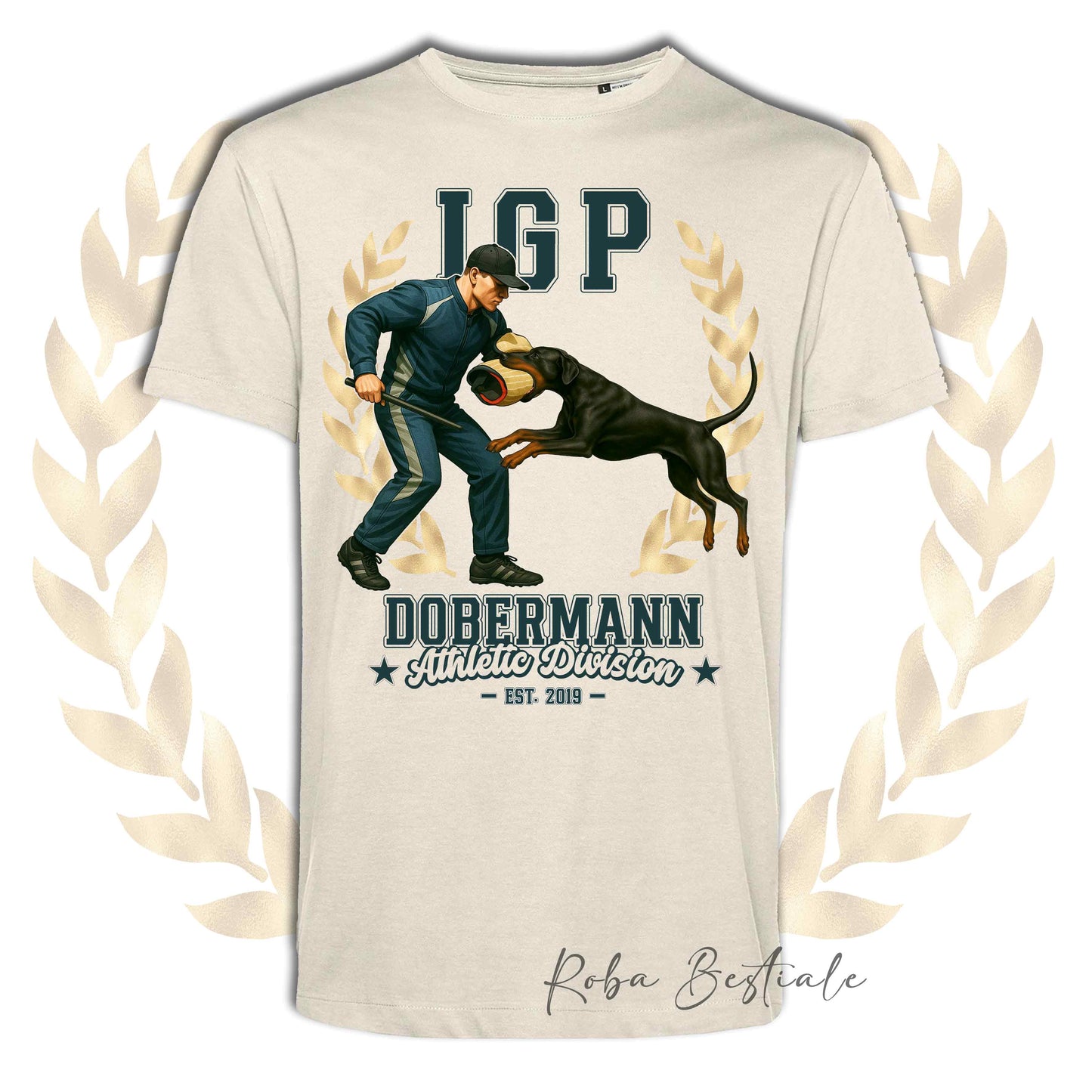 T-Shirt IGP ATTACK - DOBERMANN Nero Focato - Uomo o Donna - dalla XS alla 5XL