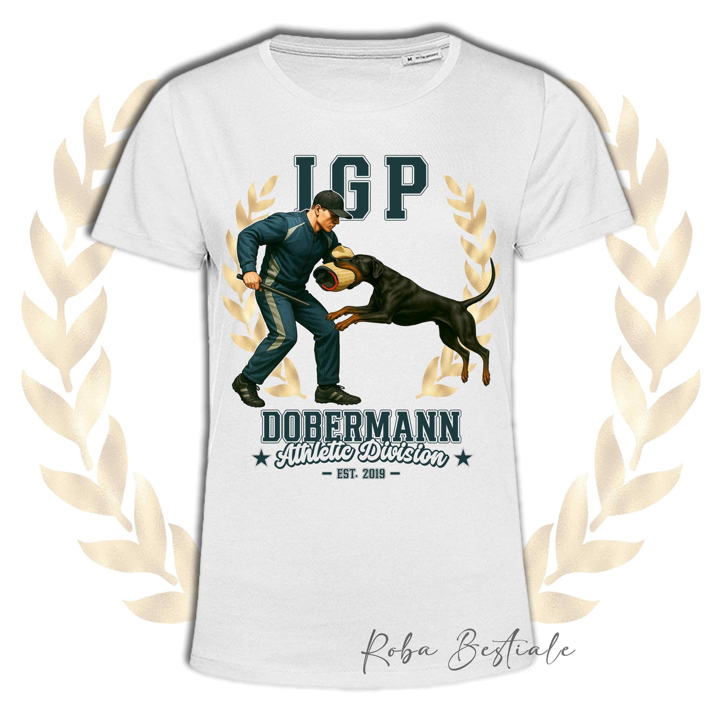 T-Shirt IGP ATTACK - DOBERMANN Nero Focato - Uomo o Donna - dalla XS alla 5XL
