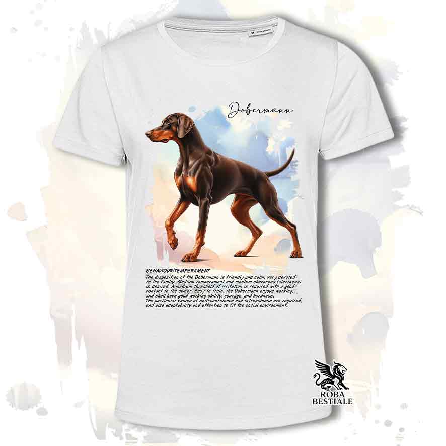 T-Shirt BEHAVIOR - DOBERMANN Marrone Focato - Bianca o Beige, da Uomo o da Donna - dalla XS alla 5X