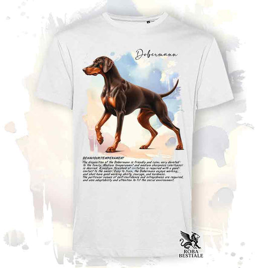 T-Shirt BEHAVIOR - DOBERMANN Marrone Focato - Bianca o Beige, da Uomo o da Donna - dalla XS alla 5X