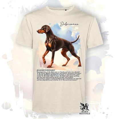 T-Shirt BEHAVIOR - DOBERMANN Marrone Focato - Bianca o Beige, da Uomo o da Donna - dalla XS alla 5X