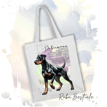 Shopper BEHAVIOR - DOBERMANN Nero Focato - Standard FCI - Diversi colori disponibili, 100% Cotone
