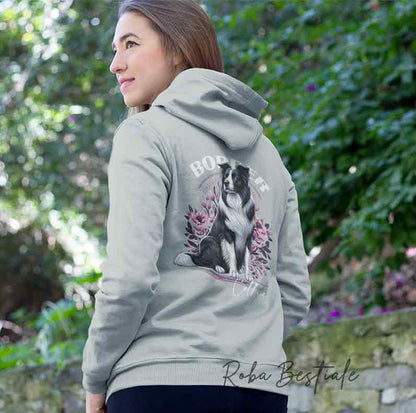 Felpa Invernale BLOSSOM BEAUTY - BORDER COLLIE Bianco e Nero - Unisex - Nera o Grigia - dalla XS alla 3XL - Stampa sulla schiena