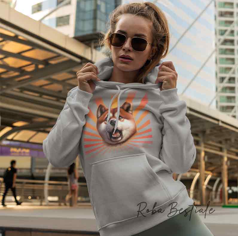 Felpa Invernale WTF?? - AKITA INU Rosso - Con Cappuccio, Nera o Grigia - dalla XS alla 3XL