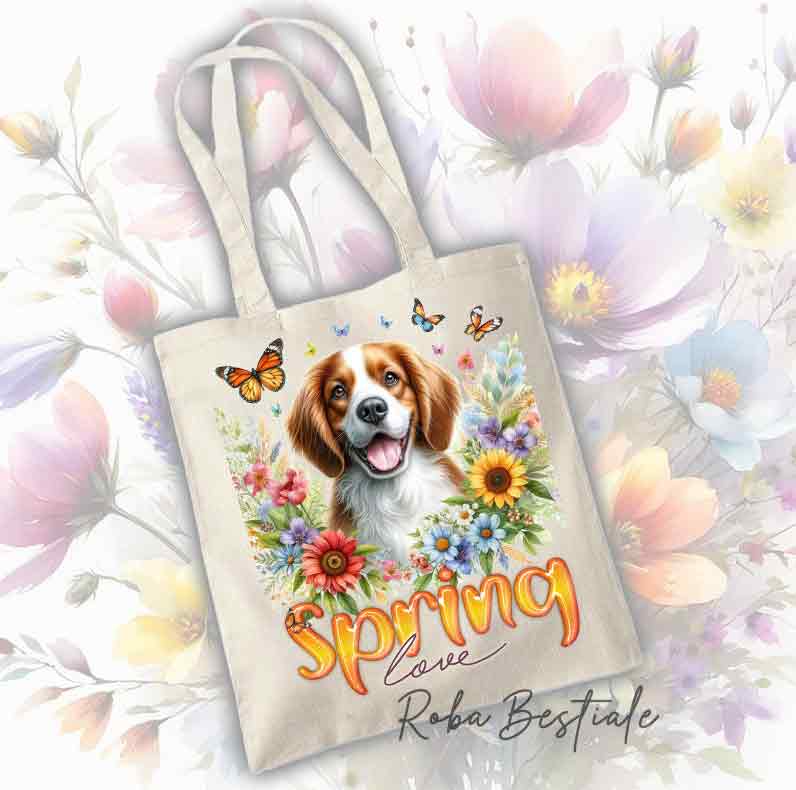 Shopper SPRING LOVE - EPAGNEUL BRETON White &amp; Orange