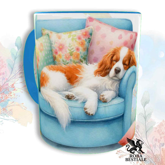 Tazza SOFT LIFE - EPAGNEUL BRETON Bianco e Arancio - In Ceramica, colore a scelta - 330 ml