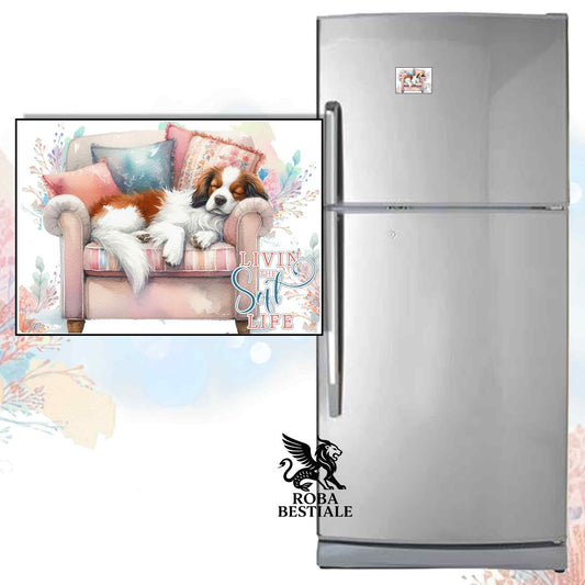 Calamita SOFT LIFE - EPAGNEUL BRETON Bianco e Marrone - in MDF - 7x5 cm