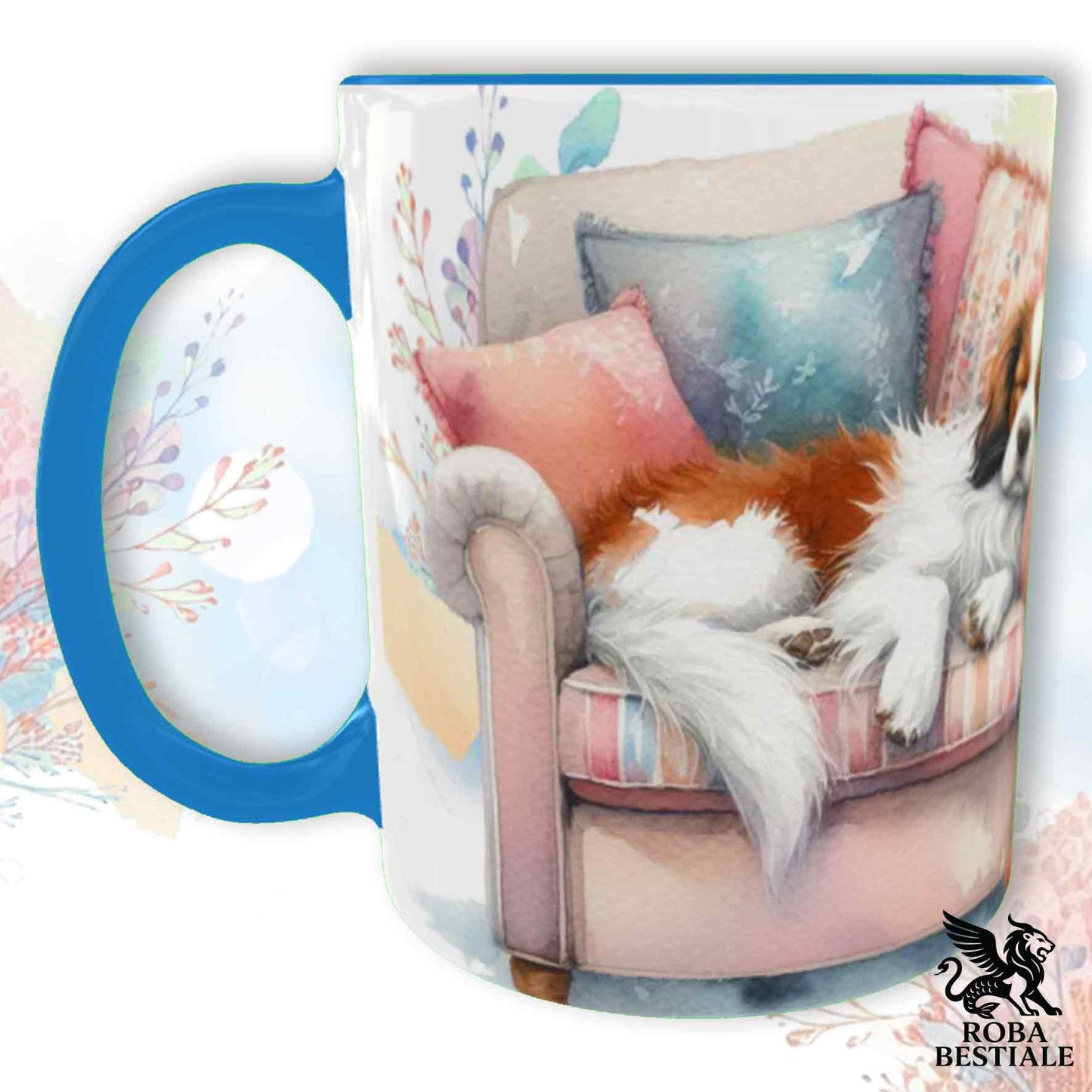 Tazza SOFT LIFE - EPAGNEUL BRETON Bianco e Marrone - In Ceramica, colore a scelta - 330 ml