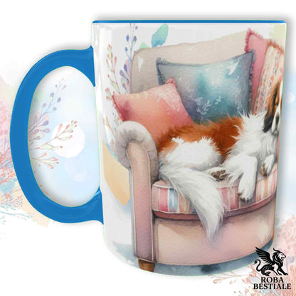 Tazza SOFT LIFE - EPAGNEUL BRETON Bianco e Marrone - In Ceramica, colore a scelta - 330 ml