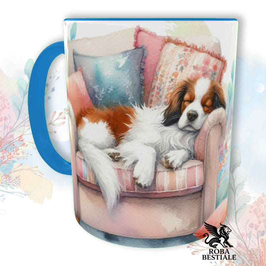 Tazza SOFT LIFE - EPAGNEUL BRETON Bianco e Marrone - In Ceramica, colore a scelta - 330 ml