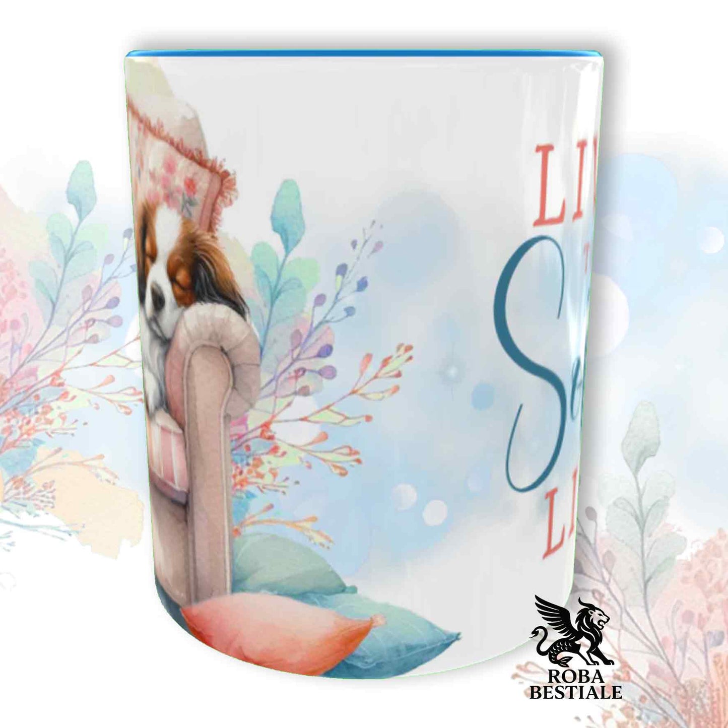 Tazza SOFT LIFE - EPAGNEUL BRETON Bianco e Marrone - In Ceramica, colore a scelta - 330 ml