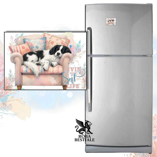 Calamita SOFT LIFE - EPAGNEUL BRETON Bianco e Nero - in MDF - 7x5 cm