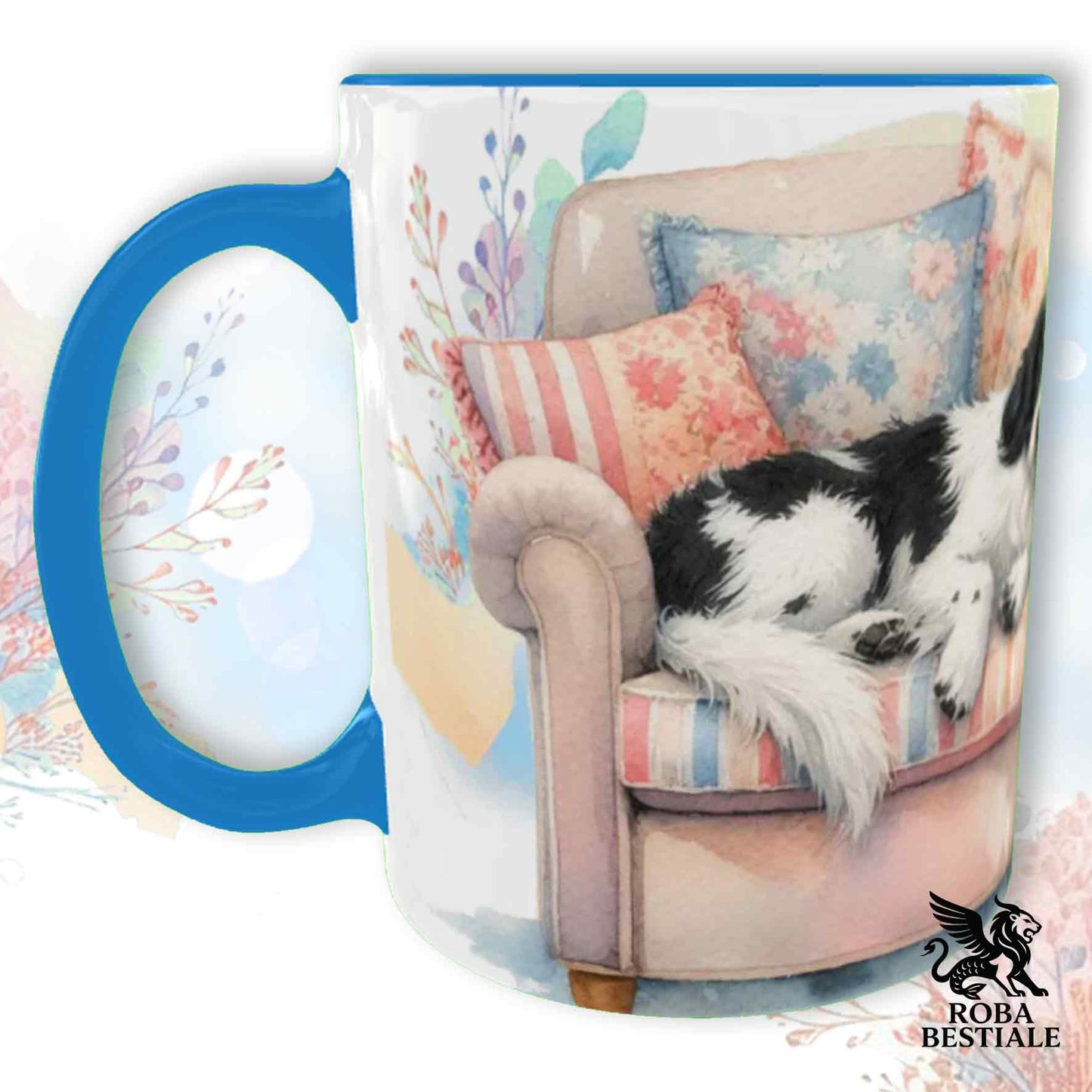 Tazza SOFT LIFE - EPAGNEUL BRETON Bianco e Nero - In Ceramica, colore a scelta - 330 ml