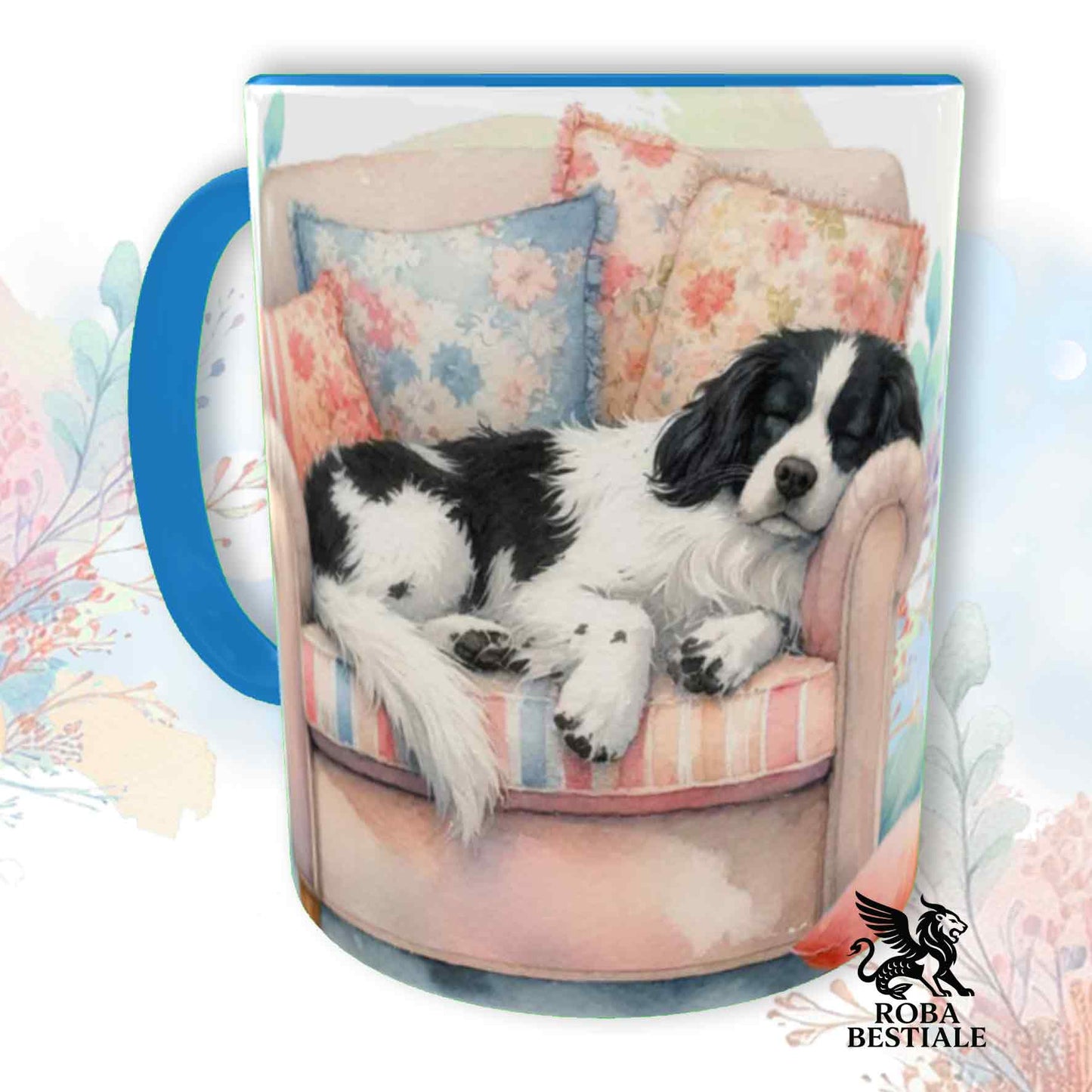 Tazza SOFT LIFE - EPAGNEUL BRETON Bianco e Nero - In Ceramica, colore a scelta - 330 ml