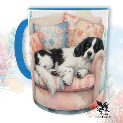 Tazza SOFT LIFE - EPAGNEUL BRETON Bianco e Nero - In Ceramica, colore a scelta - 330 ml