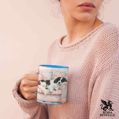 Tazza SOFT LIFE - EPAGNEUL BRETON Bianco e Nero - In Ceramica, colore a scelta - 330 ml