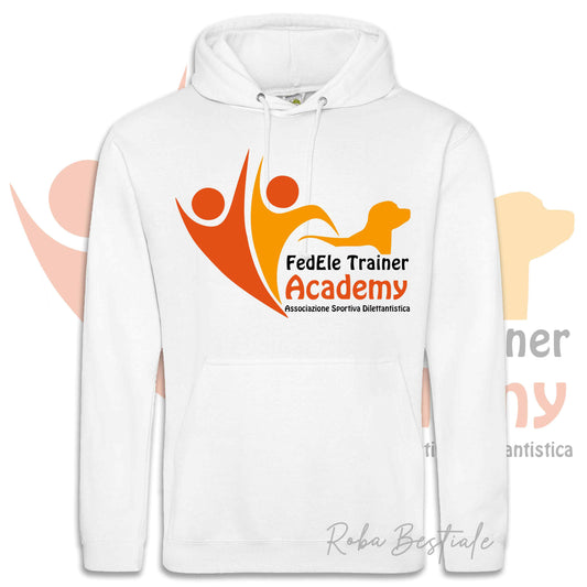 Felpa Invernale FEDELE Trainer Academy - Nera o Bianca, con Cappuccio - dalla XS alla 5XL