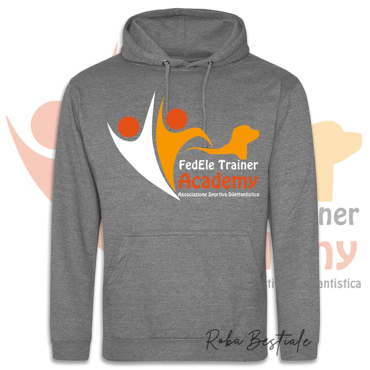 Felpa Invernale FEDELE Trainer Academy - Tanti toni di GRIGIO! Con Cappuccio - dalla XS alla 3XL