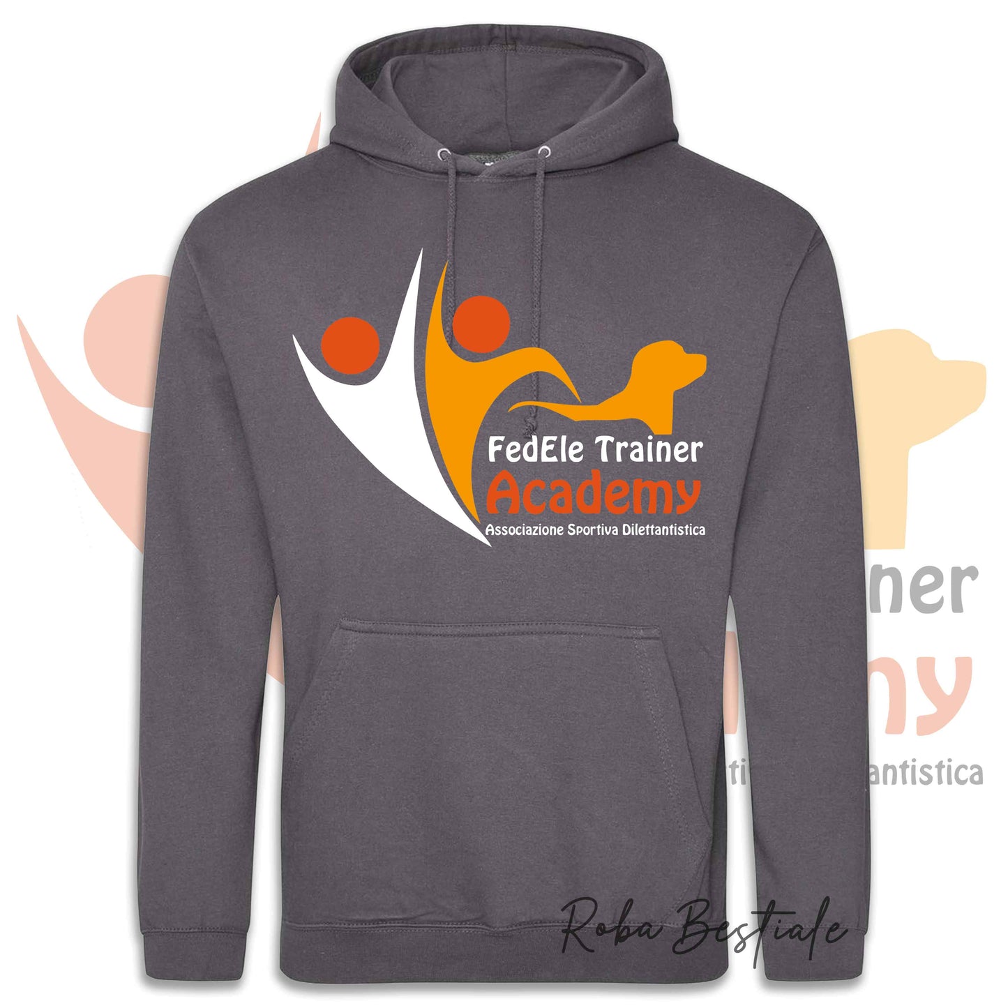 Felpa Invernale FEDELE Trainer Academy - Tanti toni di GRIGIO! Con Cappuccio - dalla XS alla 3XL