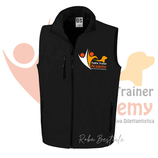 Gilet in SoftShell FEDELE Trainer Academy - Unisex, Nero - dalla XS alla 3XL