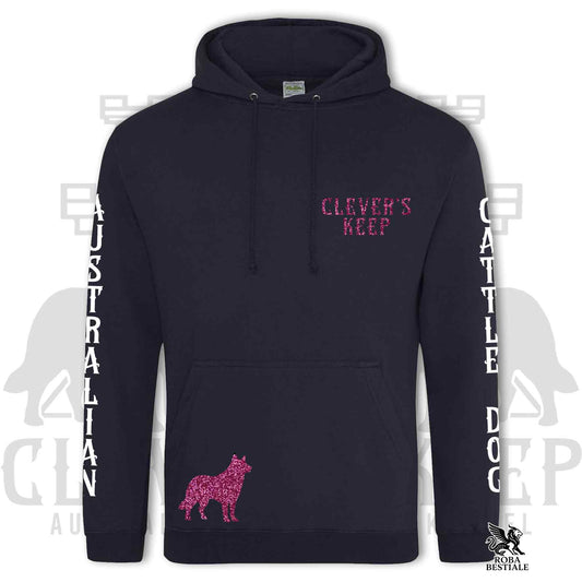 Felpa CLEVER'S KEEP Kennel - dettagli PINK GLITTER - Con Cappuccio e Tasconi, Unisex, in Tanti Colori! - dalla XS alla 5XL