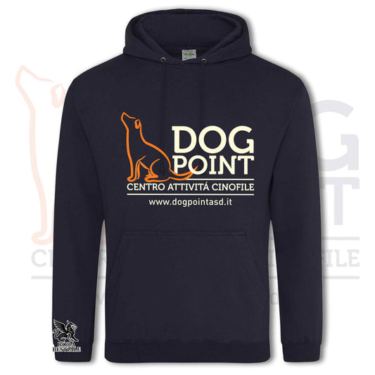 Felpa DOG POINT - Blue Navy - Con Cappuccio e Tasconi, Unisex - dalla XS alla 5XL