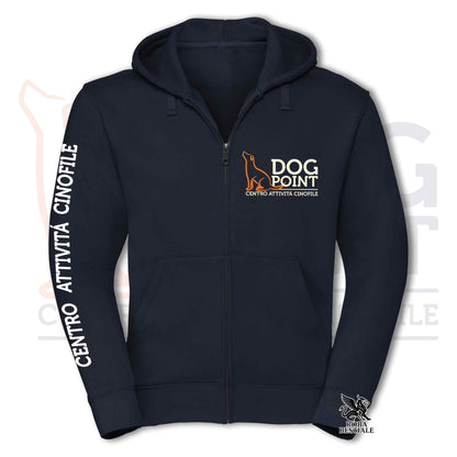 Felpa DOG POINT - Blue Nvy - Con Cappuccio e Full Zip, Uomo o Donna - dalla XS alla 5XL
