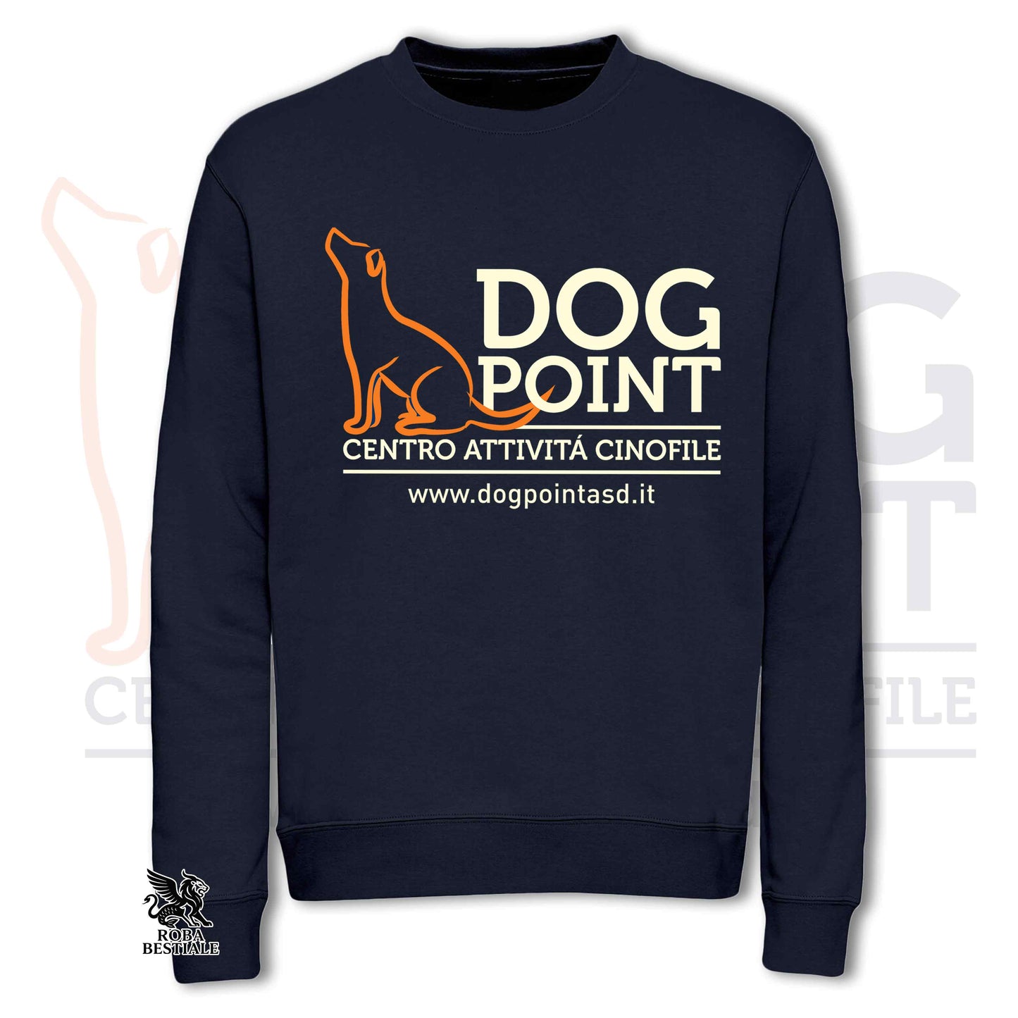 Felpa DOG POINT - Girocollo, Unisex, in colore Blue Navy - dalla XS alla 3XL