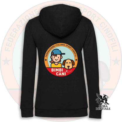 Felpa BIMBI e CANI - NON felpata - Con Cappuccio e Tasconi, Uomo e Donna - dalla XS alla 5XL