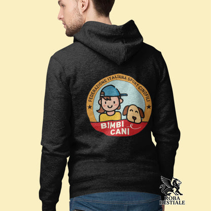 Felpa BIMBI e CANI - NON felpata - Con Cappuccio e Tasconi, Uomo e Donna - dalla XS alla 5XL