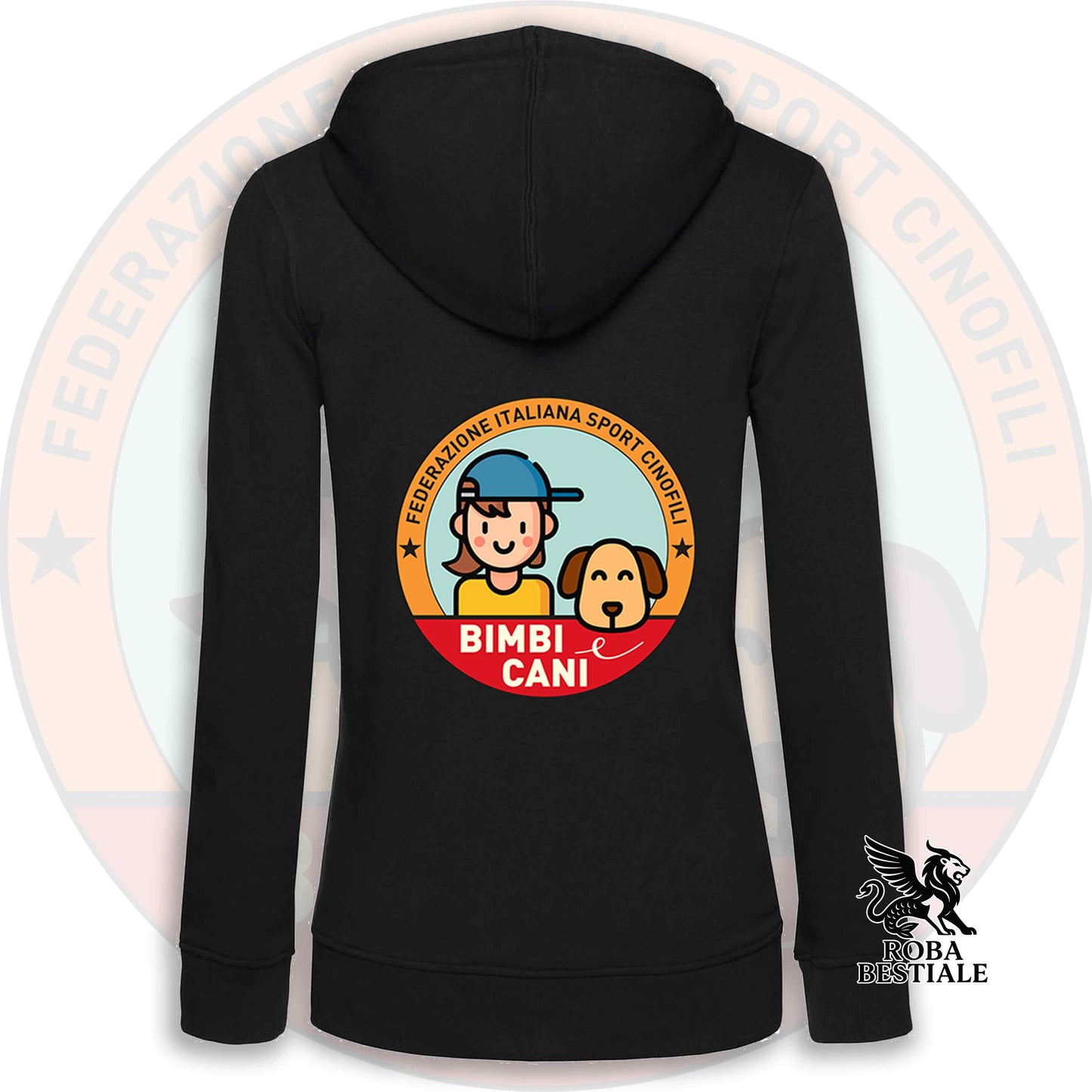 Felpa BIMBI e CANI - NON Felpata - Con Cappuccio e Full Zip, Uomo o Donna - dalla XS alla 3XL
