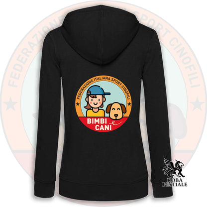 Felpa BIMBI e CANI - NON Felpata - Con Cappuccio e Full Zip, Uomo o Donna - dalla XS alla 3XL