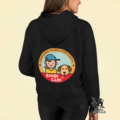 Felpa BIMBI e CANI - NON Felpata - Con Cappuccio e Full Zip, Uomo o Donna - dalla XS alla 3XL