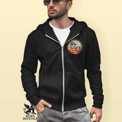Felpa BIMBI e CANI - NON Felpata - Con Cappuccio e Full Zip, Uomo o Donna - dalla XS alla 3XL