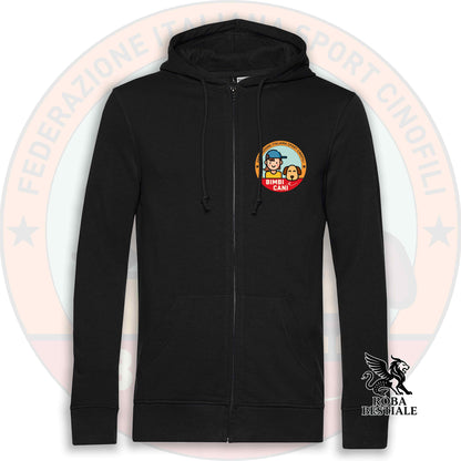 Felpa BIMBI e CANI - NON Felpata - Con Cappuccio e Full Zip, Uomo o Donna - dalla XS alla 3XL