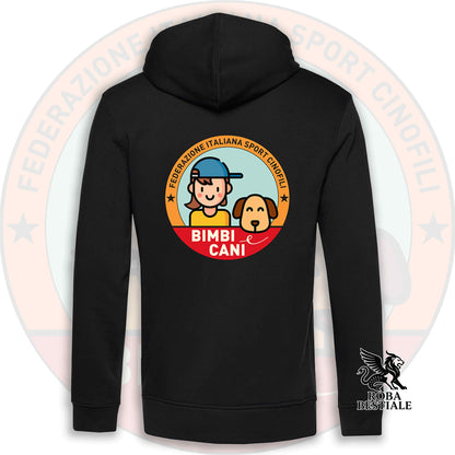 Felpa BIMBI e CANI - NON Felpata - Con Cappuccio e Full Zip, Uomo o Donna - dalla XS alla 3XL