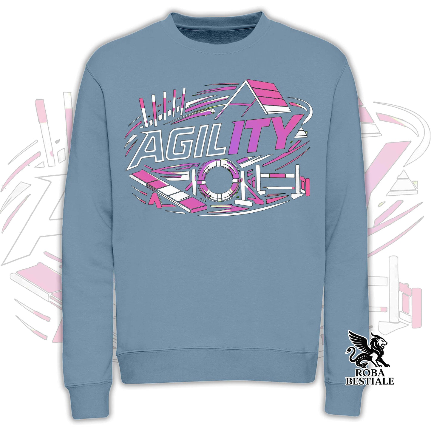 Felpa PURE AGILITY - Stampa ROSA - Girocollo, Unisex, in tanti colori! - dalla XS alla 3XL