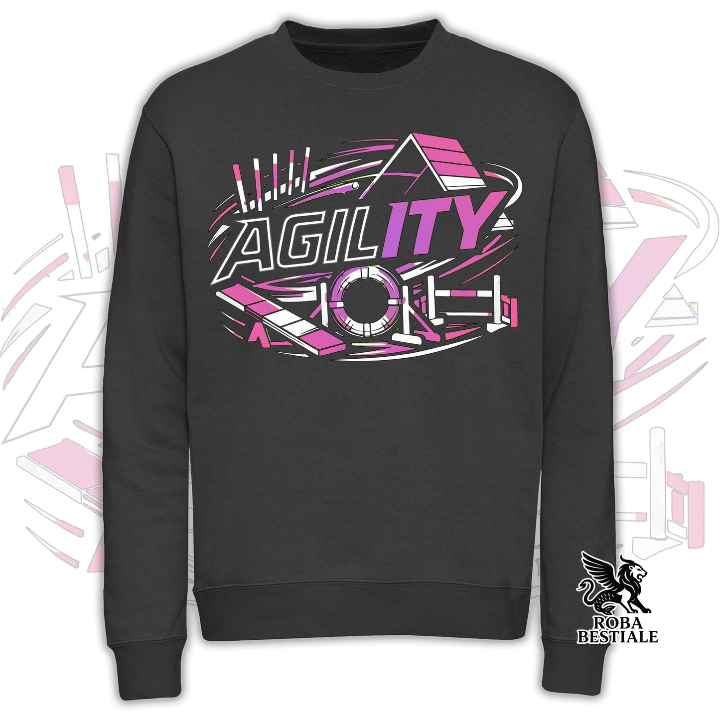 Felpa PURE AGILITY - Stampa ROSA - Girocollo, Unisex, in tanti colori! - dalla XS alla 3XL