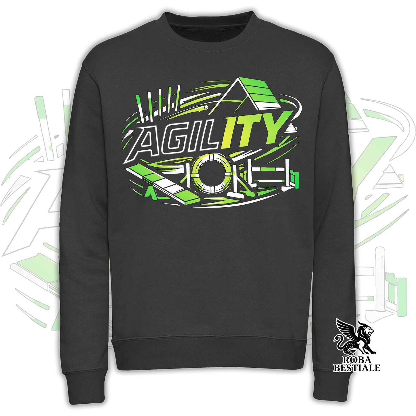 PURE AGILITY Sweatshirt - GREEN print - Crew neck, Unisex, in many colors! - from XS to 3XL