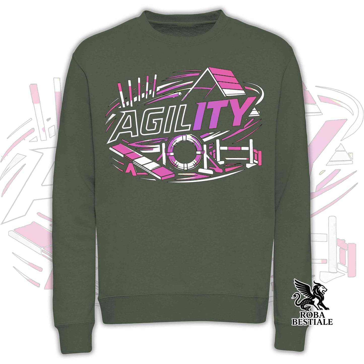 Felpa PURE AGILITY - Stampa ROSA - Girocollo, Unisex, in tanti colori! - dalla XS alla 3XL