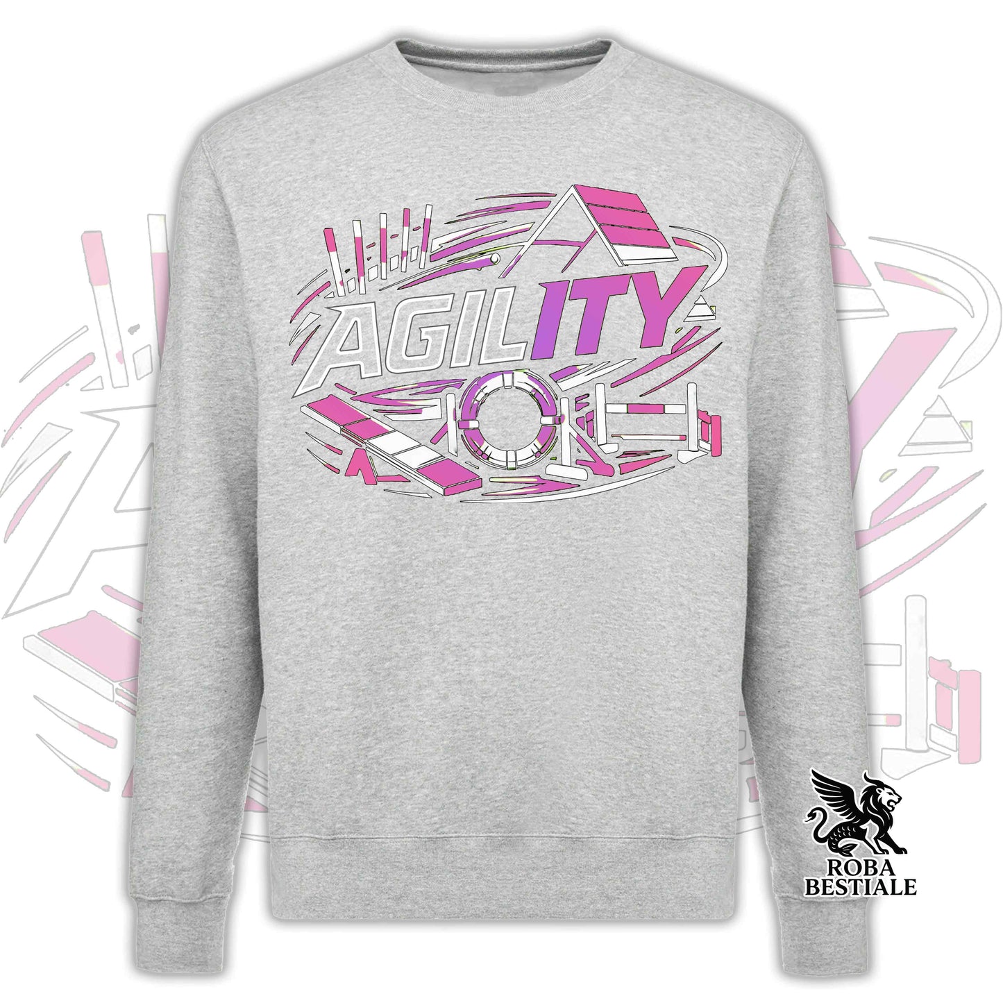 Felpa PURE AGILITY - Stampa ROSA - Girocollo, Unisex, in tanti colori! - dalla XS alla 3XL