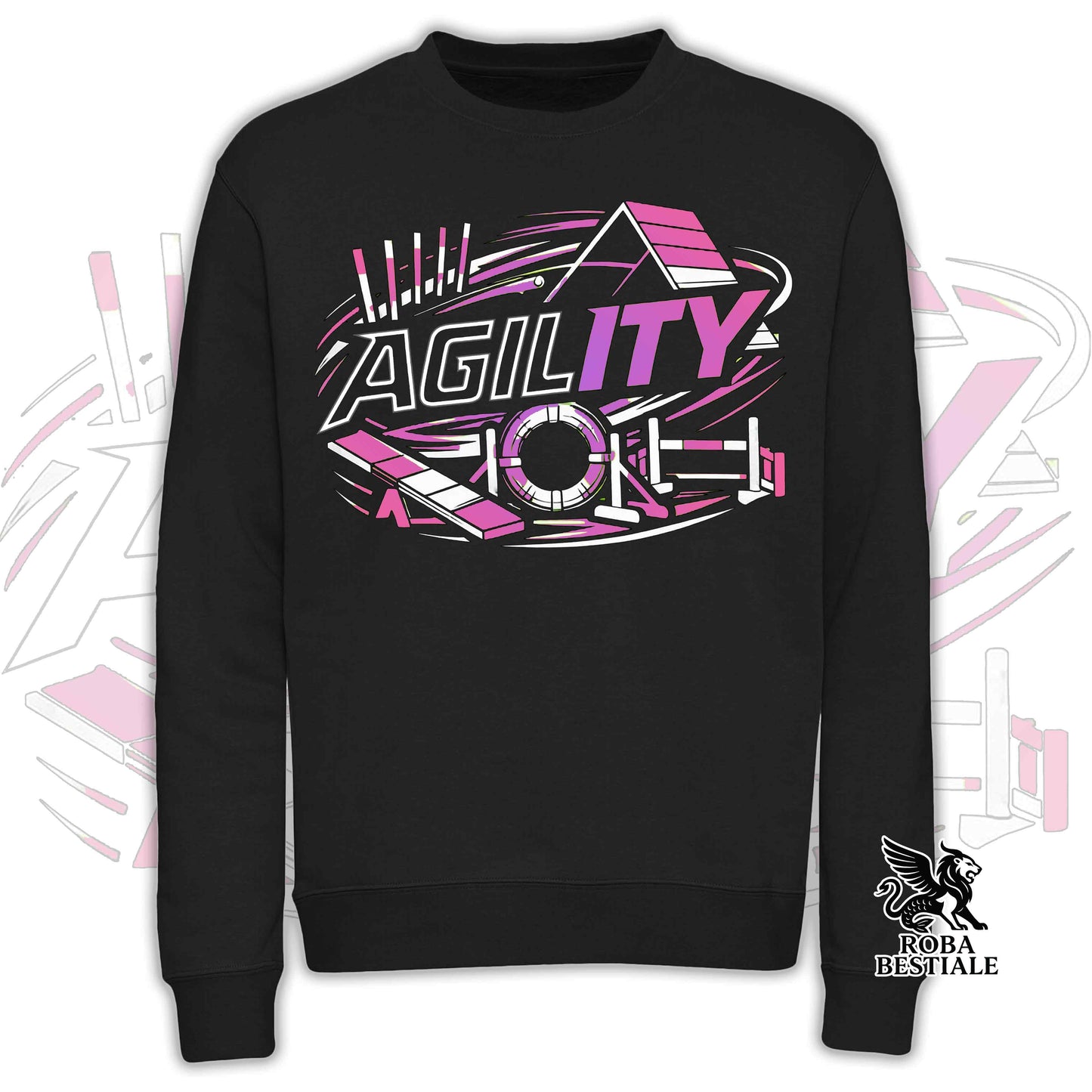 Felpa PURE AGILITY - Stampa ROSA - Girocollo, Unisex, in tanti colori! - dalla XS alla 3XL