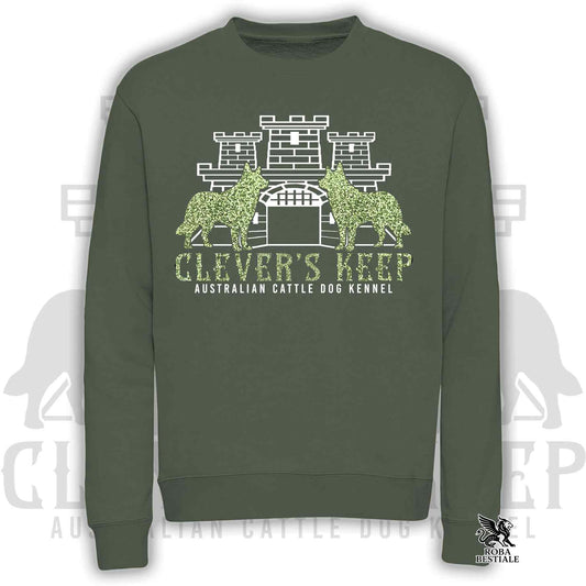 Felpa CLEVER'S KEEP - dettagli GLITTER VERDE - Girocollo, Unisex, in tanti colori! - dalla XS alla 3XL
